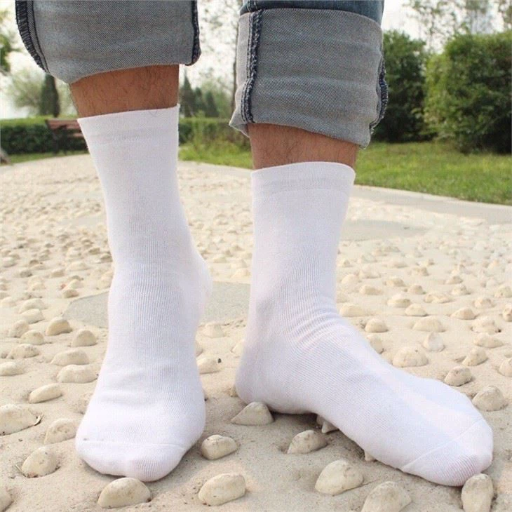 Men's White Crew Socks 100 Cotton